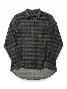 Theyskens Theory Women’s Small 100% Silk Chiffon Blouse Gray Button Front